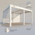 Louvered Pergola with Panel Pull-Down Screen, Outdoor Aluminum Pergola with Adjustable Rainproof Roof for Hot Tub and Patio Deck Backyard