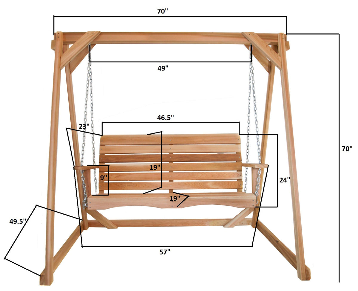 All Things Cedar 6-Ft Cedar Garden A-Frame & Porch Swing Set – AF72-S