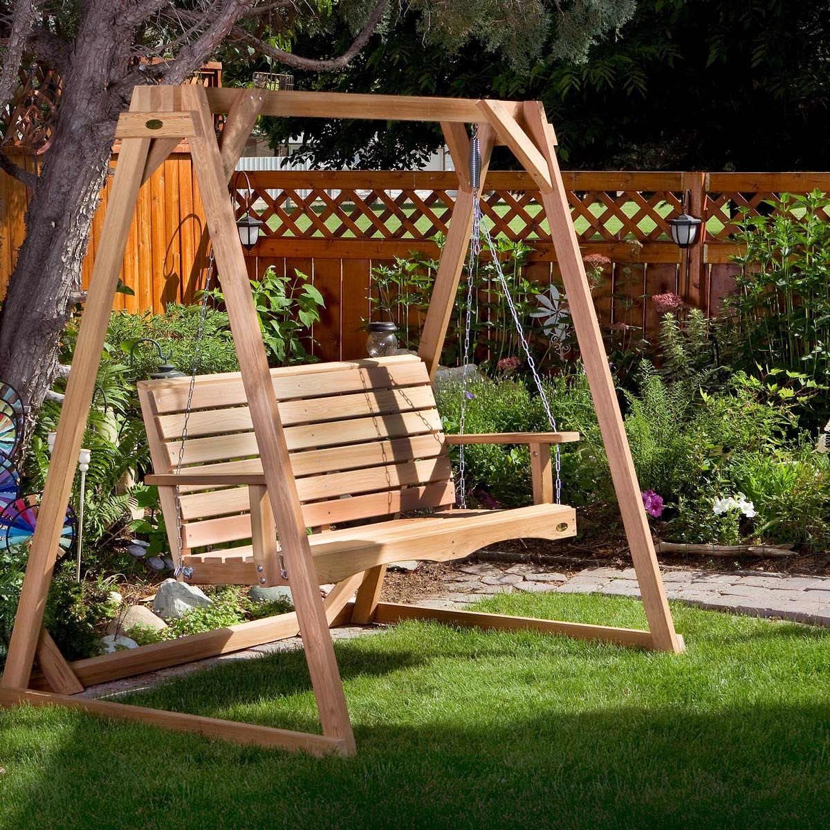 All Things Cedar 6-Ft Cedar Garden A-Frame & Porch Swing Set – AF72-S
