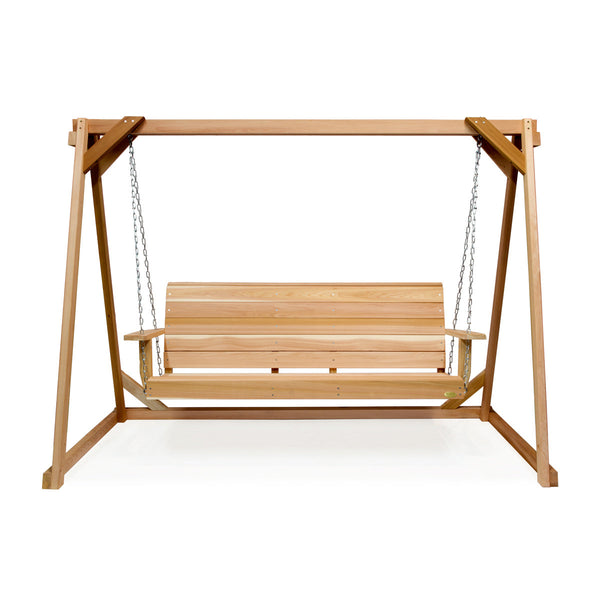 All Things Cedar 7.5-Ft Cedar Garden A-Frame and Porch Swing Set