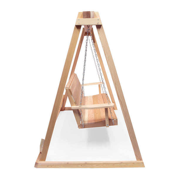 All Things Cedar 7.5-Ft Cedar Garden A-Frame and Porch Swing Set