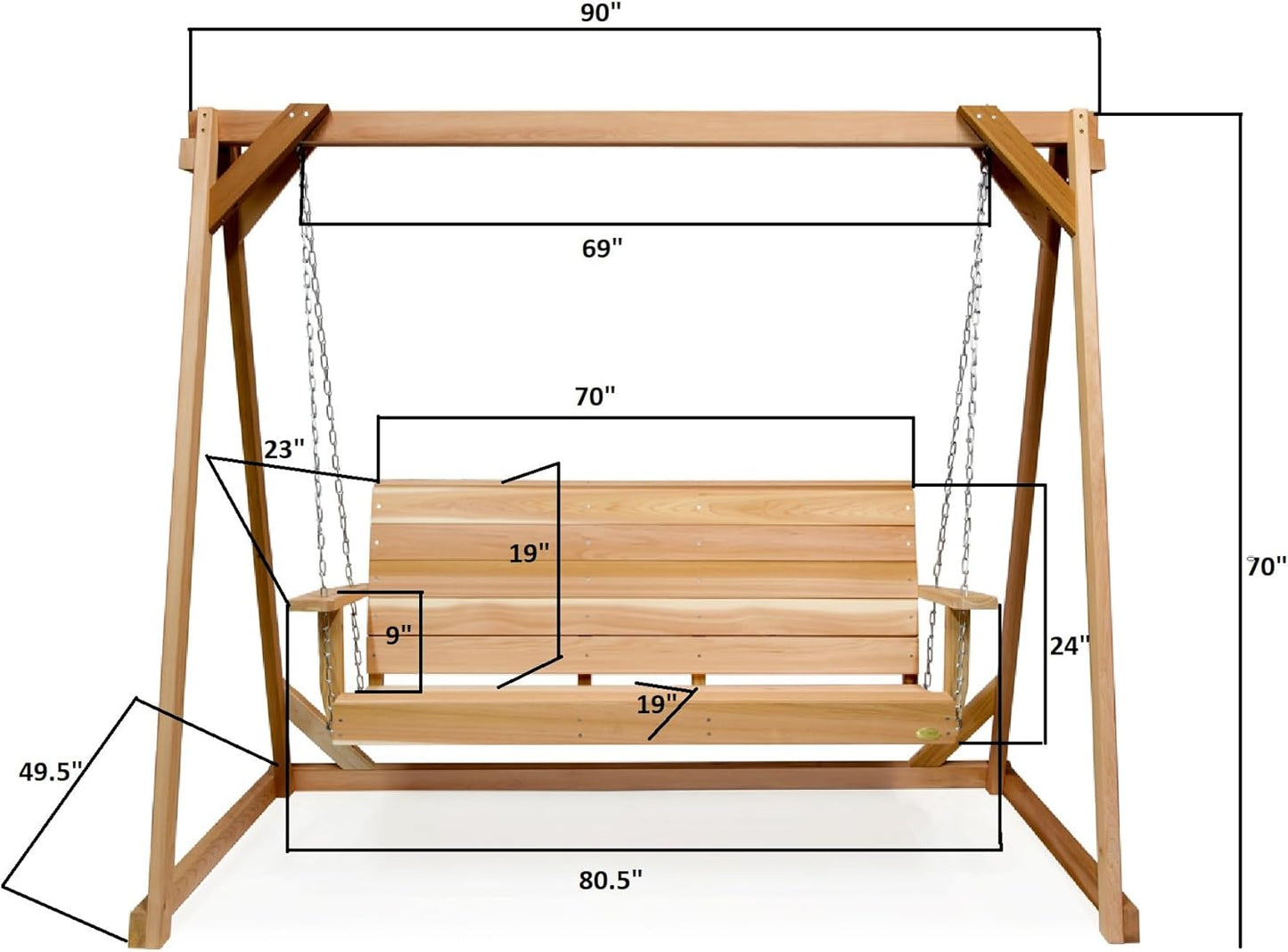 All Things Cedar 7.5-Ft Cedar Garden A-Frame and Porch Swing Set