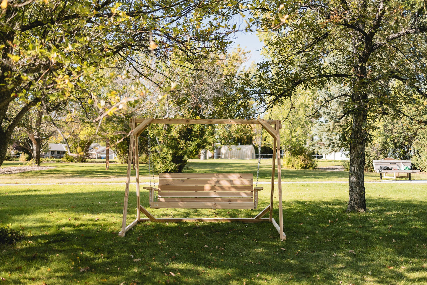 All Things Cedar 7.5-Ft Cedar Garden A-Frame and Porch Swing Set