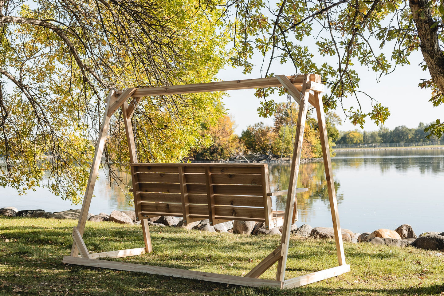All Things Cedar 7.5-Ft Cedar Garden A-Frame and Porch Swing Set