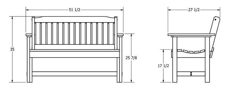 Sequoia Outdoor Blue Ridge 4ft Commercial Garden Bench