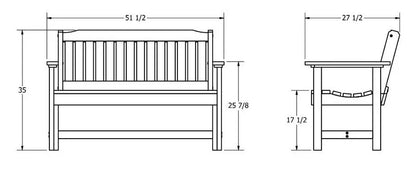 Sequoia Outdoor Blue Ridge 4ft Commercial Garden Bench
