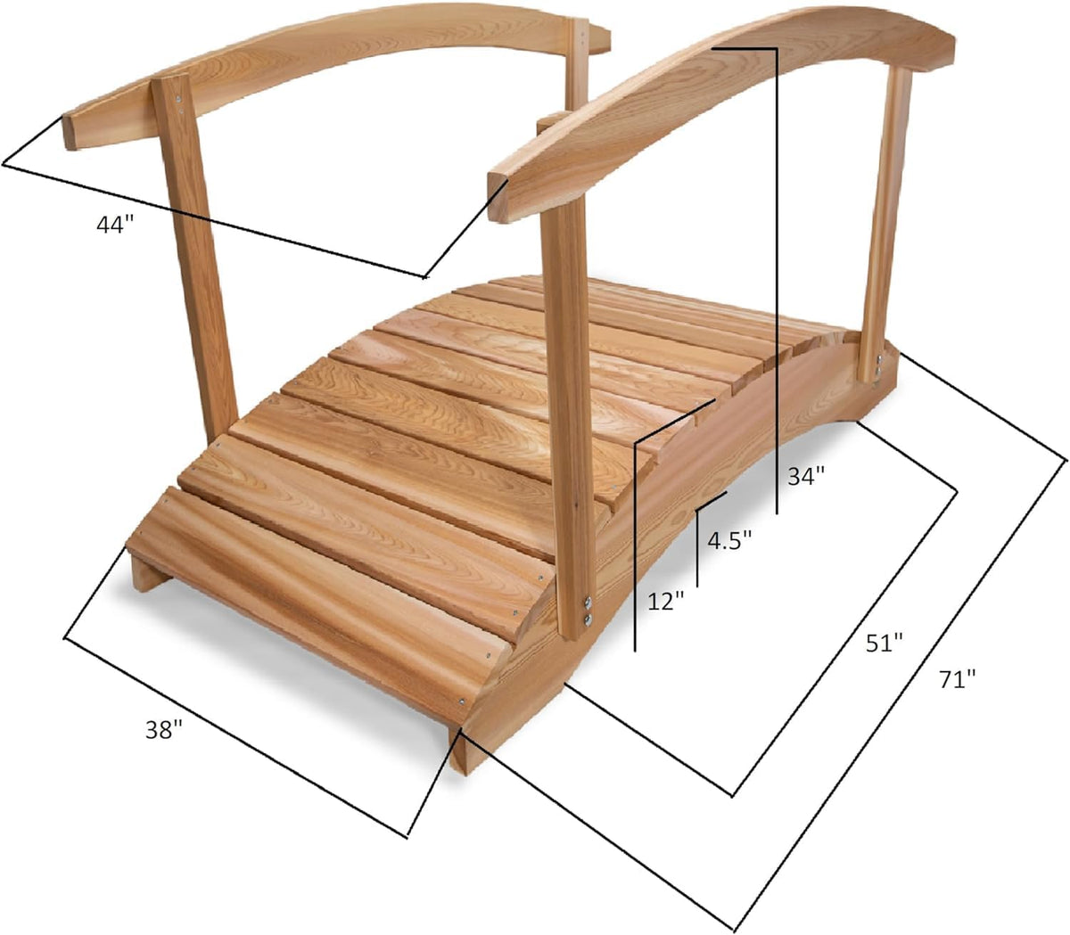 All Things Cedar 6-Ft Cedar Garden Bridge with Side Rails – FB72-R