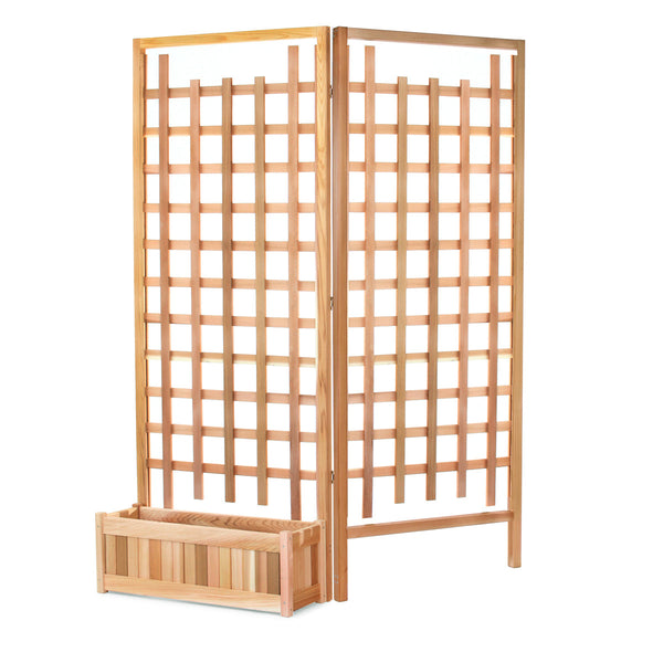 All Things Cedar Planter Box with Trellis Privacy Screens Set PL30-Set