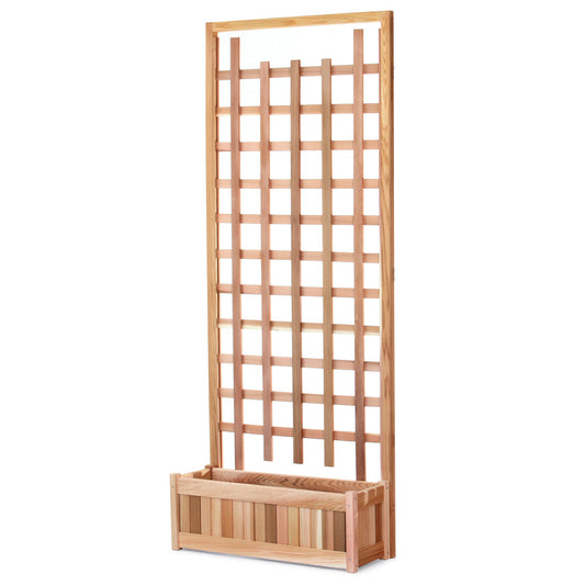 All Things Cedar Planter Box with Trellis Privacy Screen Set PL30-T