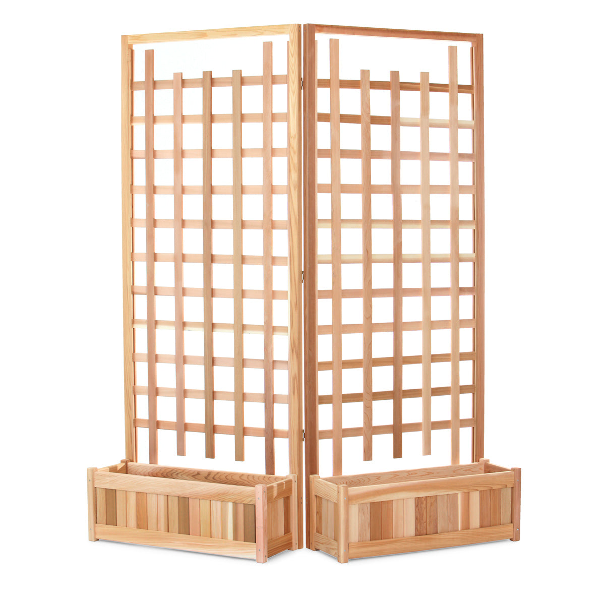 All Things Cedar Cedar Twin Planter Boxes & Trellis Privacy Screen Set PL30-Twin