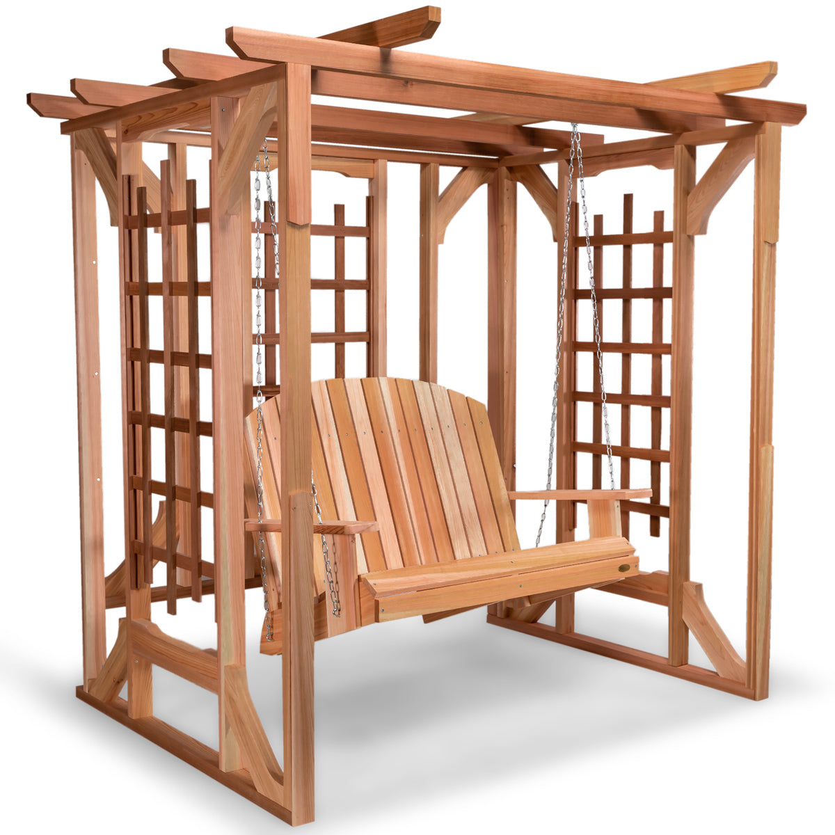 All Things Cedar Cedar Pergola Garden Arbor and Swing Set