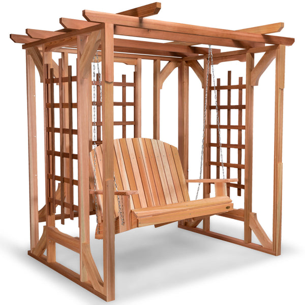 All Things Cedar Cedar Pergola Garden Arbor and Swing Set