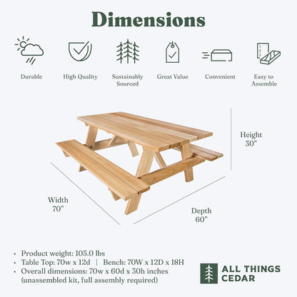 All Things Cedar 6 ft Classic Picnic Table