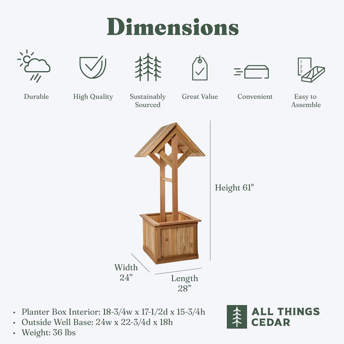All Things Cedar 5-Ft Wishing Well Cedar Planter Box – WW61