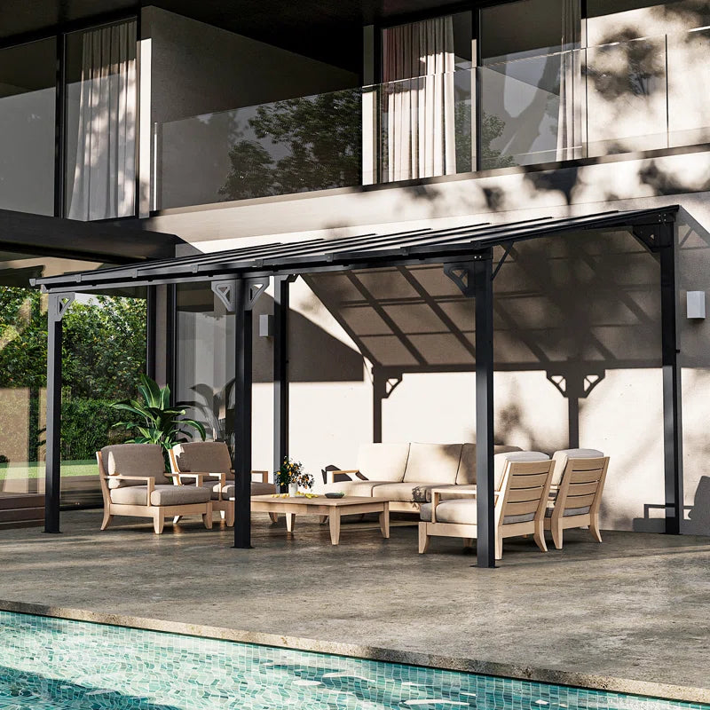 14 Ft. W X 10 Ft. D Aluminum Pergola with Canopy