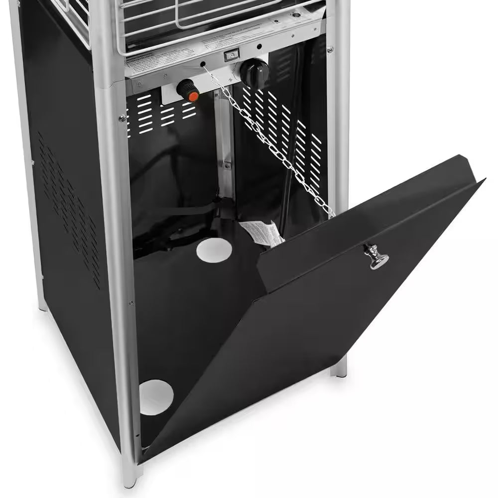 38,000 BTU Black Propane Outdoor Pyramid Patio Heater with Dancing Flames