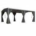 12X20 Louvered Pergola,Dark Grey Aluminum Frame with Adjustable Rainproof Roof, Featuring Waterproof Curtains and Nets