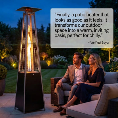 38,000 BTU Black Propane Outdoor Pyramid Patio Heater with Dancing Flames